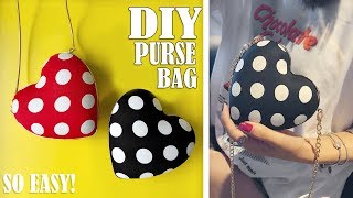 DIY HEART PURSE BAG TUTORIAL  Cute Dotted Mini Bag Design No Sew [upl. by Llednar]