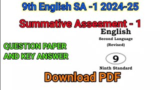 9th sa1 english question paper 2024  Class 9th sa 1 question paper key answer learneasilyhub [upl. by Zailer]