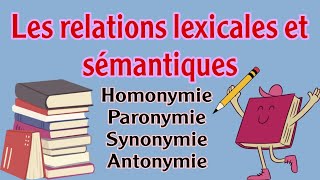 les relations lexicales et sémantiques synonymie antonymie paronymie homonymie [upl. by Llirret]