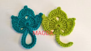 Frunza crosetata🍃Simplu si usor 🍃Folha de croche🍃Hoja crochet facil🍃 [upl. by Fifine610]