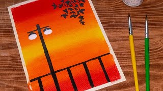 Easy Oil pastels Drawing  Sunset Drawing  Step by step tutorial for beginners 🎨 [upl. by Nenney]