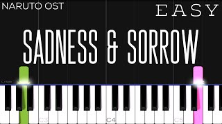 Naruto  Sadness and Sorrow  EASY Piano Tutorial [upl. by Orsay798]