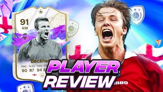 91 FUTURE STARS ICON BECKHAM SBC PLAYER REVIEW  FC 24 Ultimate Team [upl. by Norag]