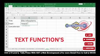 TRIM  EXACT  CONCATENATE FORMULAS IN EXCEL [upl. by Bekelja]