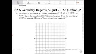 NYS Geometry Regents August 2018 Question 35 [upl. by Norreht58]