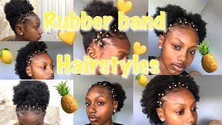 HOW TO 5 RUBBERBAND HAIRSTYLES ON NATURAL HAIR TUTORIAL [upl. by Nolat]