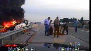 Illinois State Trooper rescues man from burning car [upl. by Argent]