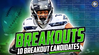 Top 10 Breakout Candidates  LateRound Fantasy Football Draft Targets 2024 [upl. by Ahseekat421]