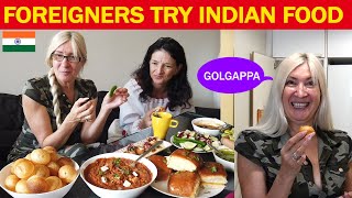 Foreigners try Indian Food  Foreigners trying PANIPURI \PAVBHAJI Indian Food reaction indianfood [upl. by Byrom239]