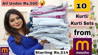 🌻10 Meesho KurtiKurta Set Haul UnderRs500😀Kurti Sets starts Rs214DailywearOfficewearMeesho [upl. by Ano677]