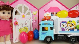 Delivery car Baby doll house and surprise eggs toys play [upl. by Ssilem798]