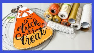 Dollar Tree Candy Corn Wreath  Easy Wreath Method  Dollar Tree DIY [upl. by Ahsin990]