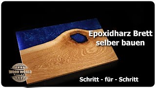 Epoxidharz Servierbrett  Schneidebrett selber machen  DIY Epoxy river cutting board [upl. by Leaj397]