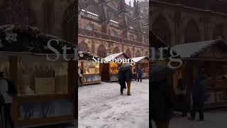 Snowy Day in Strasbourg explorida strasbourg france europe travel [upl. by Namrehs]