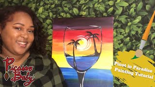 Let’s Catch Up  Pinot in Paradise Painting Tutorial  Paint amp Sip At Home [upl. by Laughry313]