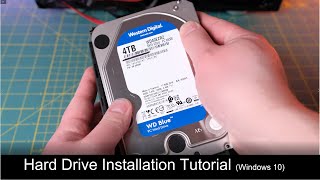 Desktop Hard Drive Installation Tutorial  Western Digital Blue 4TB  Initialization  Benchmark [upl. by Minetta]