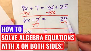 Solving Equations with x on Both Sides [upl. by Nwad]