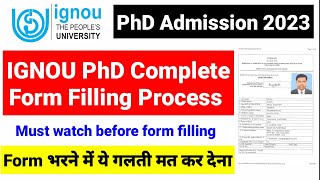 IGNOU PhD Form Filling Complete Process  IGNOU PhD Admission Notification  IGNOU PhD Admission [upl. by Adria]