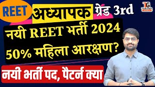 Reet new vacancy 2024 पैटर्न पद 50 महिलाओ को आरक्षण जाने Reet mains exam 2024reet vacancy 2024 [upl. by Aseyt476]