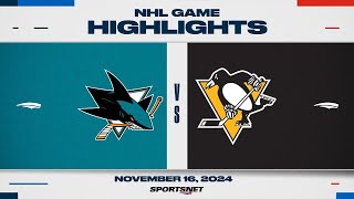 NHL Highlights  Sharks vs Penguins  November 16 2024 [upl. by Emya745]