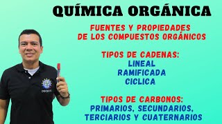 QUIMICA ORGANICA TIPOS DE CADENAS CARBONADAS LINEAL RAMIFICADA Y CICLICA Y TIPOS DE CARBONOS [upl. by Neelhsa]