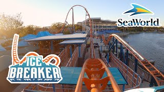 Ice Breaker Front Row POV SeaWorld Orlando New Roller Coaster [upl. by Warram555]