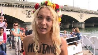 Femen rally in Paris against Russia Greenpeace detention [upl. by Yragerg161]