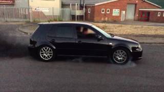 Mk4 Golf PD150  2381bhp  Burnout in Slow Motion [upl. by Nylirad]