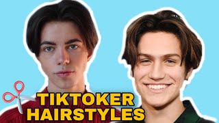 Mittelscheitel Tutorial für Jungs Tiktoker Frisuren von Andiisworld [upl. by Ranjiv]