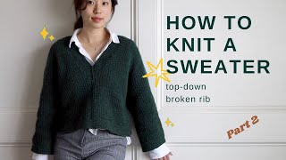 KNITTING TopDown VNeck Sweater Tutorial pt2  Creative Sondo 손도하다 [upl. by Maharg]