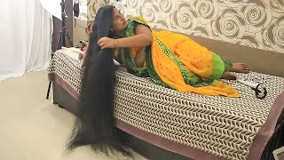 The Allure of Falling Hair  Long Hair Long Day  Sofa Saree amp Hair Therapy  DIY Long Hair Play [upl. by Annadroj]