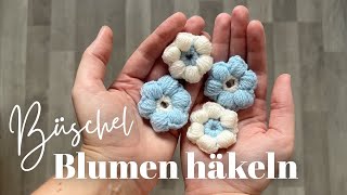 Einfache Blume häkeln 3d  Kleine Blüte mit Büschelmaschen [upl. by Holt]