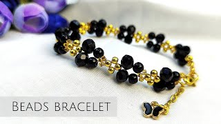 DIY beaded braceletbutterfly pattern rondelle Crystal and seed beads bracelet tutorial easy [upl. by Hajile673]