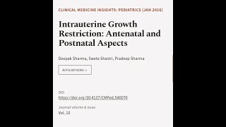 Intrauterine Growth Restriction Antenatal and Postnatal Aspects  RTCLTV [upl. by Rech]