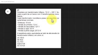 Questão de concurso PETROBRAS para Eng Eletricista  Ensaio de curto circuito transformadores [upl. by Nauqed]