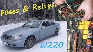 W220 All Fuses and Relays Location on Mercedes S320  diagram S class [upl. by Yatnuhs778]