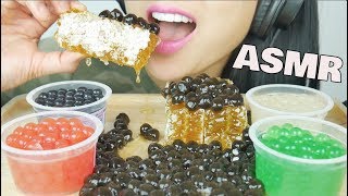 ASMR POPPING BOBA BLACK PEARLS HONEYCOMB POPULAR SWEETS STICKY EATING SOUNDS NO TALKING  SASASMR [upl. by Ybbob147]