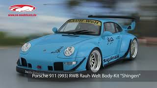 ckmodelcarsvideo Porsche 911 993 RWB RauhWelt BodyKit Shingen 2018 Miami blau Solido [upl. by Ennagroeg439]