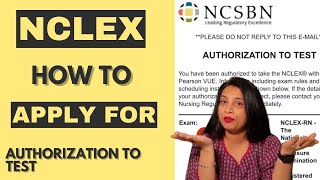 Authorization To Test FOR NCLEXRN  USA  HOW TO APPLY FOR PEARSON VUE  Next Generation NCLEX RN [upl. by Allan637]