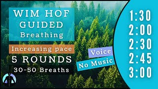 WIM HOF Guided Breathing  30 to 50 Breaths 5 Rounds Increasing Pace  Up to 300min  No Music [upl. by Burta]