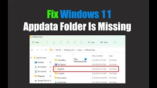 Fix Windows 11 Appdata Folder Is Missing [upl. by Tudor3]