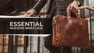 Essential Modern Briefcase  Mens Leather Laptop Bag by Von Baer Overview [upl. by Waylen]