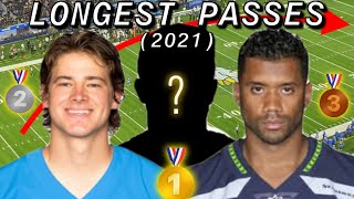 Top 10 Longest Pass Completions by AirYardage from the 2021 NFL Regular Season [upl. by Clougher]