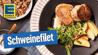 Schweinefilet Rezept  Schweinefilet mit ApfelCalvadosSoße zubereiten [upl. by Eboj885]