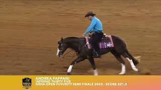 Andrea Fappani Inferno Thirty Five NRHA Open Futurity Semi Finals 2023  Score 2215 [upl. by Leirea196]