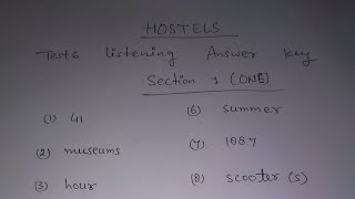 HOSTELS Answer Key [upl. by Godbeare]