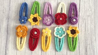 Crochet Flowers Hair Clip Beatiful hairpin crochet tutorial [upl. by Stalder]