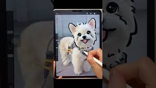 Drawing a Realistic Dog on Procreate Tutorial shorts art drawing [upl. by Ecinaj]