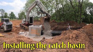 Setting The Catch Basin And Pipes At The Retention Pond Job [upl. by Millard873]