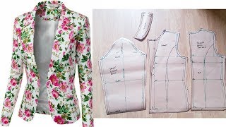 How to draft Womens Jacket Blazer  NotchedCollar Jacket  Pattern drafting [upl. by Haiasi681]